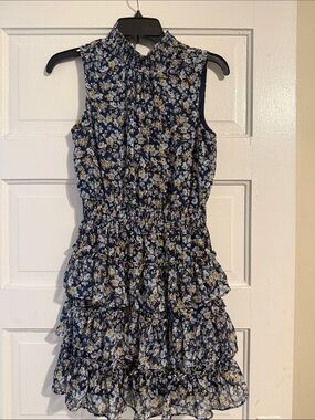 1. State Navy Floral Smocked Ruffle Dress